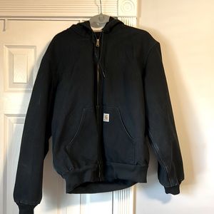 Mens size charcoal black Medium Vintage Carhartt hooded jacket